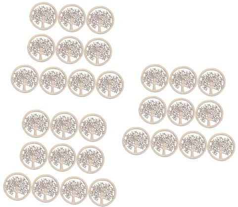 NUOBESTY 30stücke Diy Holzscheiben Lebensbaum Ornamente Runde Holzplättchen Für Bastelprojekte Dekoration Scrapbooking Und Kreative Handarbeiten
