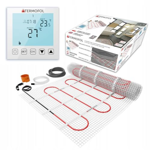 Termofol Set de alfombra térmica con termostato H1 - Calefacción eléctrica de suelo para baño, sala de estar y cocina - Lámina calefactora con potencia de calentamiento 150W/m² - Superficie 1,0 m²