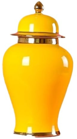 GAOJUNAN Deko Vase Untere Vase Keramik Ingwer Glas Mit Deckel Gold Emaille Porzellan Tee Lagerung Glas Vase mit Deckel(20 * 36cm)
