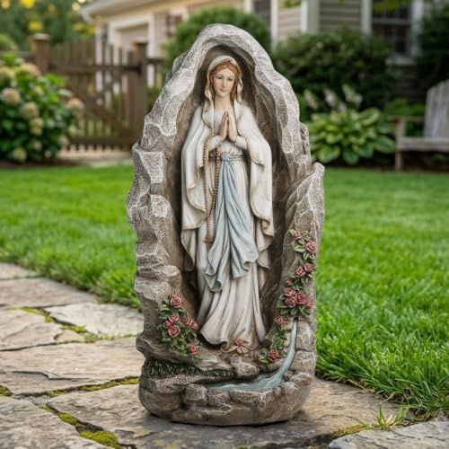 Statue Our Lady of Lourdes, 45,7 cm, Jungfrau Maria, katholische Gartendekoration, Unsere Frau von Lourdes, Grotten-Skulptur für Zuhause, Hof, Terrasse, Rasen, Flur, Dekoration