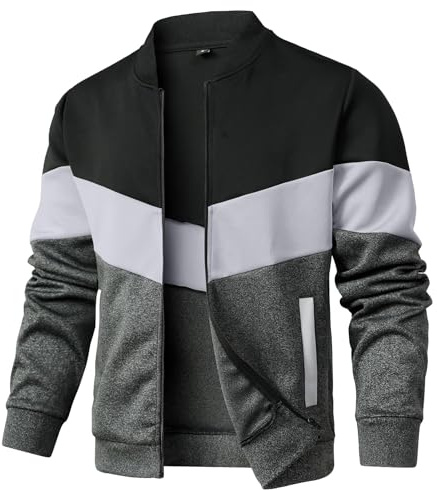 HYPESTFIT Bomber Homme Léger - Blouson Décontracté à Col Montant, Manches et Ourlet Côtelés, Veste Légère Printemps/Automne pour Toutes Occasions