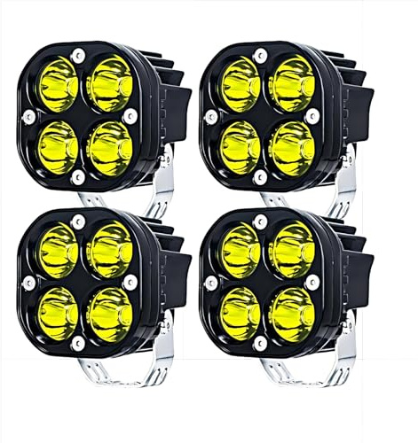 WELLIT Led Arbeitsscheinwerfer 4x40w 3 Zoll Led Scheinwerfer 12V 24V Gelb Quadrat Zusatzscheinwerfer Nebelscheinwerfer Offroad für Auto Traktor Motorrad Angellichter