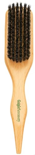 Boar Bristle Slick Back Hair Brush for Sleek Ponytail Bun & Smoothing Baby Hairs & Flyaways - Soft Boar Brush Hair Comb for Women & Men - Teasing Hairbrush with Wide Rat Tail for Sectioning & Parting