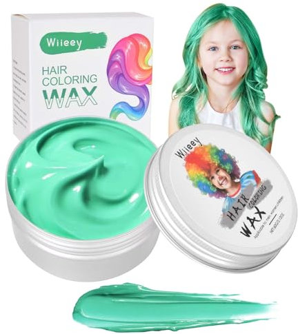 Temporäre Haarfarbe für Kinder & Erwachsene, Sofortige Violett Haartönung Wachs, Styling Haare, Einfache Anwendung, Auswaschbar, Perfekt für Partys, Cosplay & Halloween (Grün, 60g)