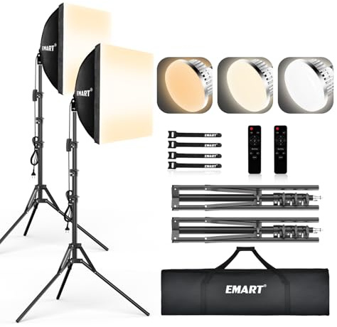 EMART Softbox Set Fotostudio, 40X40cm Soft Box 85W LED Fotolicht(2 Pack)