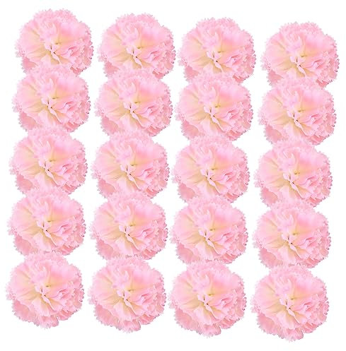 IMIKEYA 20 Stück Nelke Seidentuch Blumenkopf Karnationsseidekopf hängend Frühling Fälschung Marine hochzeitsdeko Nelke selber Machen Simulation Nelke Seidenblume Rosa