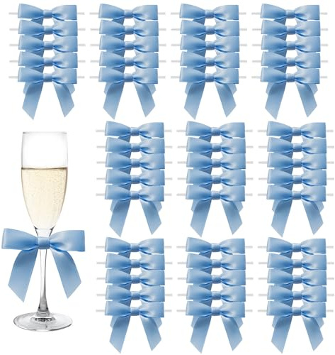 MORSUNBELA 50 Pezzi Fiocchi Regalo di Natale, Piccoli Fiocchi, Decorazioni per Matrimoni e Confezioni Regalo, Blu