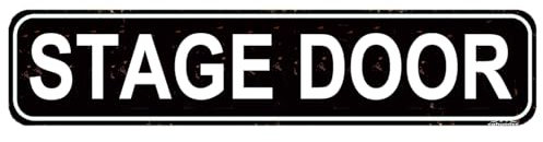 Vintage Stage Door Metal Sign - Rustic Theater Entry Plaque - 16x4 Inch Backstage Decor for Drama Rooms, Studios & Home Theaters