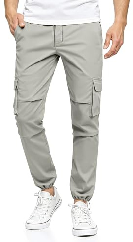 GINGTTO Uomo Pantaloni Cargo Slim Fit Elasticizzato Pantalones Stretch Chino Joggers Cuffed Pants Tapered for Men Grigio 30/30