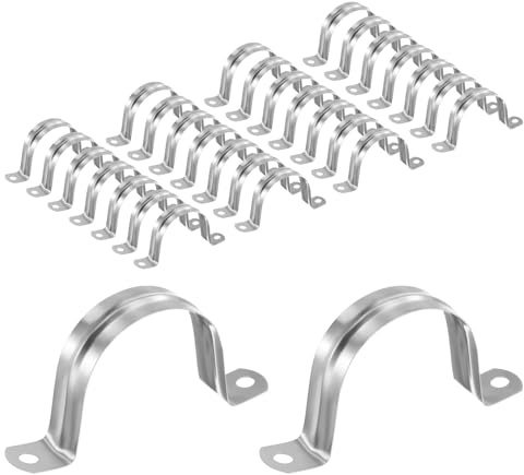M METERXITY 30-Pack Conduit Clamps, 2 in Stainless Steel Rigid Pipe Strap M50 U Bracket Pipe Clamps with 2 Holes for Plumbing/Conduit/Cables Installation, U-Tube Tension Clips