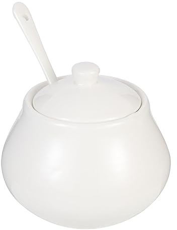 UKCOCO Sucrier Céramique Blanc Pur Capacité pour Sucre et Sel Récipient Résistant à Lusure avec Design Élégant pour Cuisine et Bar à Café
