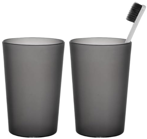 2 Stück Zahnputzbecher, Kunststoff Zahnbürstenbecher Set, Reusable Mundbecher, Einfacher Mundspülbecher Trinkbecher (Schwarz)
