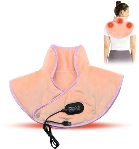 Lifweb Thermaease Pro, 2025 New Thermaease Pro bärbar USB-livväv nacke och axel värmedyna, 3-temp och 3-massagelägen 3 växeltiming, automatisk avstängning, julklappar för föräldrar (rosa)