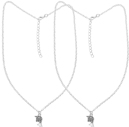 YUYUETIME 2 Stück Runde Horn Anhänger Halskette aus Robustem Metall Modischer Musik Schmuck für Damen und Herren Langlebiges Design Stilvolles Accessoire für Musikliebhaber