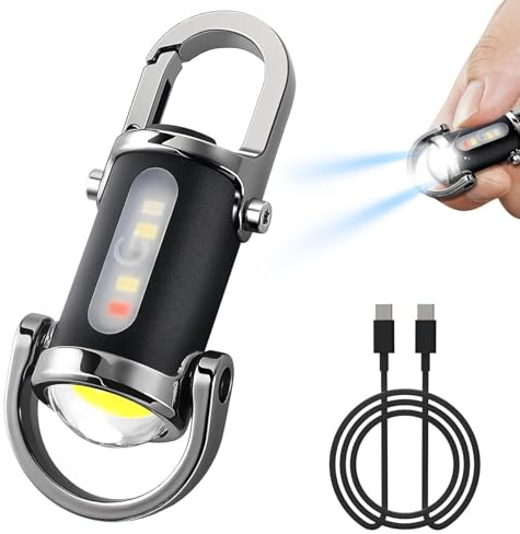 PGonline Mini linterna LED superbrillante, llavero de 800 lm, recargable, USB recargable, bolsas de camping para el hogar, coche, trabajo al aire libre, viajes, camping