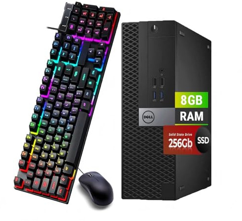 Dell OptiPlex 3050 SFF PC Desktop Computer, Intel Core i5-6500, 8 Go RAM, SSD 256 Go, Bluetooth, Clavier QWERTY, Souris, USB WiFi, Windows 11 Pro (reconditionné)