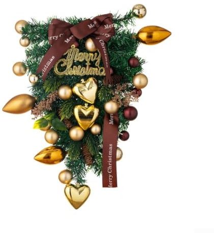 Tidgel Christmas Teardrop Wreath 49cm with Balls Pine Cones