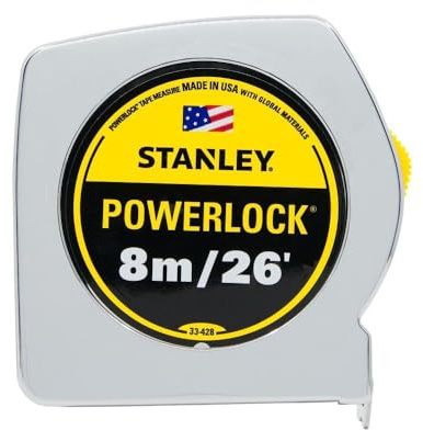Stanley 33-428 PowerLock Règle de ruban adhésif 8 m x 2,5 cm