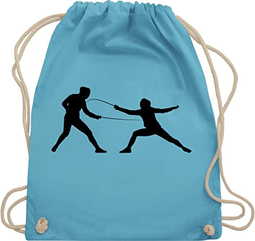 Turnbeutel Rucksack - Kampfsport - Fechten - Unisize - Hellblau - kinderturnbeutel sport fecht stoffrucksack tasche kinder 25. geburtstag fechter juterucksäcke fencing stoffbeutel rucksackbeutel