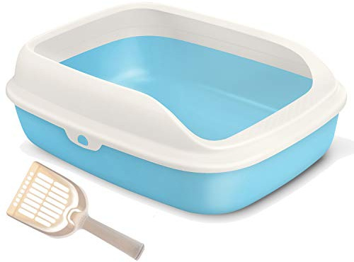 BPS Vassoio Sanitario per Gatti e Gattini Lettiera Aperta in Plastica, per Animali Domestici con Paletta Misure 40,5 x 30 x 13,8 cm
