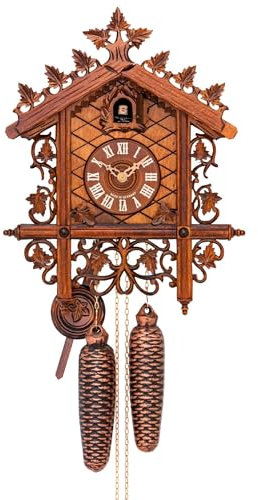 Cuco Clock Kuckucksuhr Schwarzwalduhr 'Am Bahnhäusle' 30 x 35 x 36cm Wanduhr aus Holz, 8 - Tage Werk, manuelle Nachtabschaltung