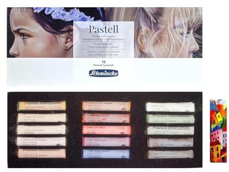 Schmincke Soft Pastel Cardboard Box Set - 15 Stick .Porträt AUSWAHL - Art Supplie Extra weich (Made in Germany) Extra fein - künstlerische Qualitäts