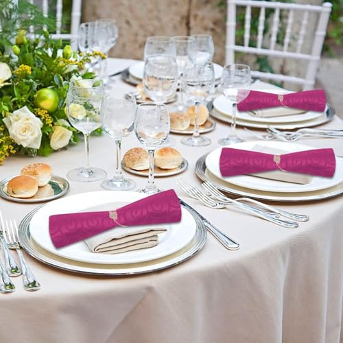 Cyrank Serviettenringe Set, 12 Stück Roségold Metall Serviettenring Set, Kristall Serviettenringe Serviettenhalter Dekoration, Bauernhaus Serviettenring Für Hochzeit, Dinnerparty, Tischdekoration