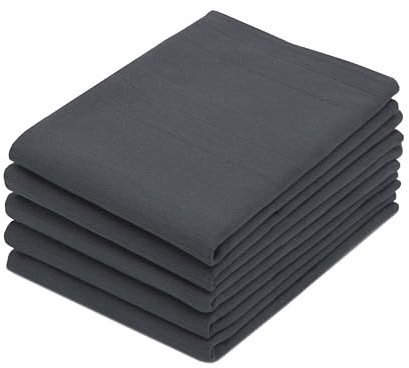 ZOLLNER 5er Set Geschirrtücher - Baumwolle in 50x70 cm - saugstarke und strapazierfähige Küchentücher - waschbar bis 60°C – in Graphit - Gastronomiequalität - Oeko Tex® Zertifiziert