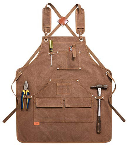 fayengan Werkzeugschürze Schwere Arbeitsschürze Unisex Mit Taschen Für Ingenieure Schreiner Maler Zimmermann Garten (Color : Yellow, Size : XL)