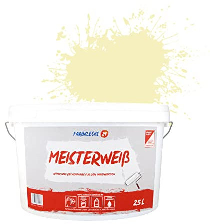 Farbklecks24 Meisterweiß Color, Wandfarbe Gelb 4-0 (2,5L),(versch. Farben),hohe Deckkraft
