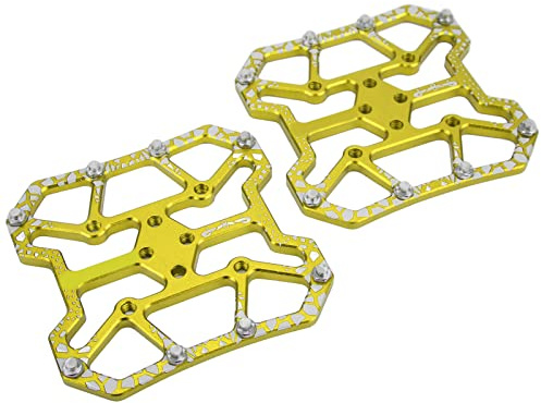 Wakects 1 Paar Aluminium Breites Plattformpedal für Mountain Bike selbstsichernde Klickpedal Plattform Adapter ​für SPD und KEO-Rennradsystem Mountainbike-System(Gold)