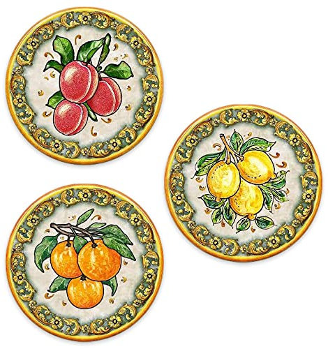 Lupia - SOTTOTUTTO Rotondo Collezione FRUIT Set assortito Sottobicchiere, Sottopiatto o Sottopentola, segnaposto, bomboniera in legno decorato con stampa 108 pz Ø 10 cm sotto bicchieri