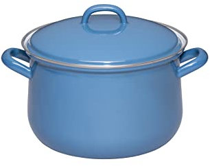 Riess, 0608-129, pentola per carne con coperchio, 20 cm, 3,5 l, smaltata, Classic Edition NATURE BLUE DARK, 1,676 kg, 3,5 litri, 28 x 21,8 x 13,4 cm