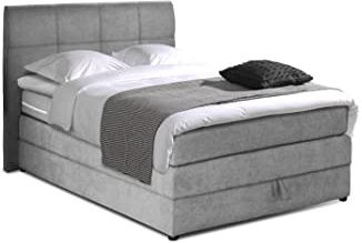 Mivano Boxspringbett Hotspot/Modernes Bett mit Durchgehender H3-Matratze, Bettkasten und Topper/Liegefläche 120 x 200 / Liegehöhe 63,5 cm/Mikrofaser, Hellgrau