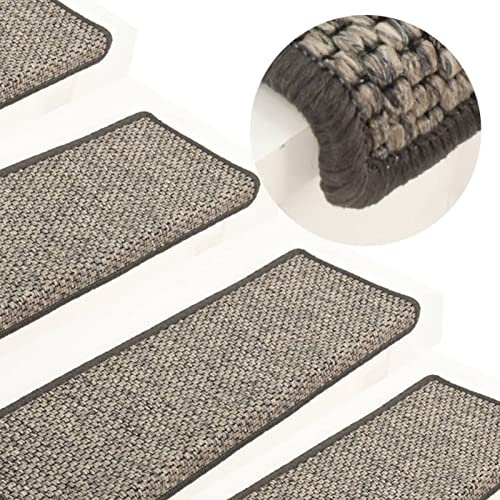 CANLAY Treppenmatten Selbstklebend Sisal 15 STK Stufenmatten, Treppenteppich, Treppenstufen Matten, Treppenschutz, Stufenteppich, Treppenstufenmatten, 65x25 cm Grau & Beige