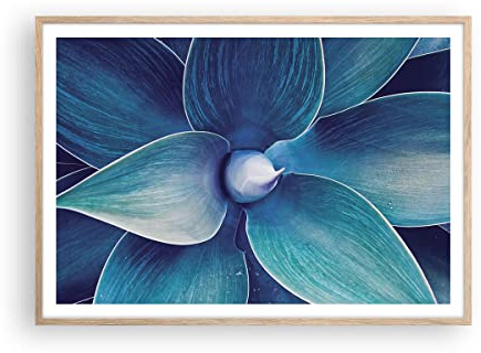 Poster Rahmen helle Eiche Deko 100x70cm Agave Blau Blume Wandposter Art Prints Wanddeko Bild Wand Kunstdruck Wandbilder Dekoration Wohnzimmer Schlafzimmer Küche Modern Wall Art Decor P2NAA100x70-4972