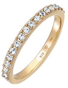 Elli Ring Damen Band Memoire Elegant mit Kristallen in 925 Sterling Silber
