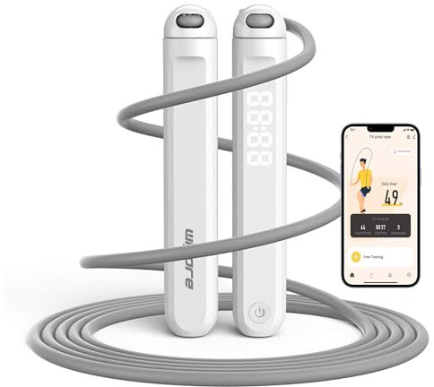 Jump Rope, Tangle free rapid speed jump ropes with counter for women,Skipping rope with app for fitness men, women's home exercise, workout, fitness gifts for adults