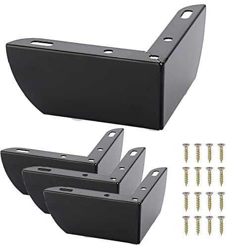 SUMNACON 4 Stück 5cm Möbelfüße aus Stahl Schrankfüße Beine für Stühle Tisch Schrank TV-Schränke Schubladen Sofa Mit Schrauben Möbelbeine Einfachen Montage Dreieck(Schwarz)