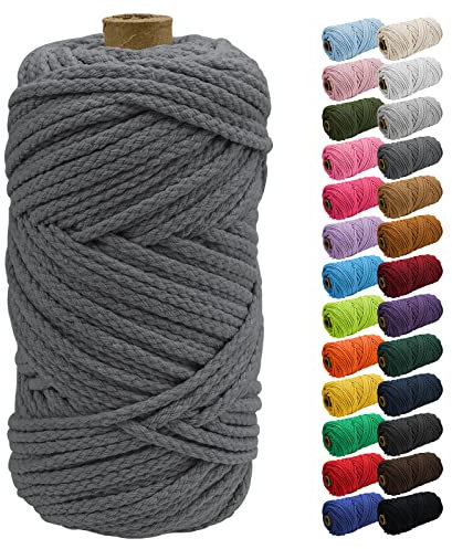 Uiopa Corda Macrame 5mm x 90m, Corda di Cotone Grosso Natural, Filo Macrame Cordoncino Cotone Intrecciato per Appendere Piante, Attaccatura di Parete, Giardino, Artigianato Fai-da-Te