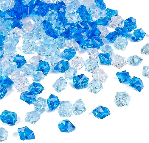 300 Stück Glasnuggets Bunt Kinder Glassteine Blau Weiß Muggelsteine Edelsteine Deko Acryl Diamanten Dekosteine für Vasen Hochzeit Party Deko Steine Kleine Mosaiksteine zum Basteln Deko Spielsteine