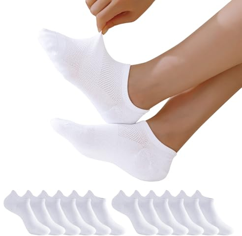 Niofind Calzini Donna Corti 6 Paia, Calze Corte Donna Senza Cuciture, Calzini Traspiranti Spugna Adatte per Sport, Running,Palestra, Lavoro, Casa, Outdoor, Bianco 39-42