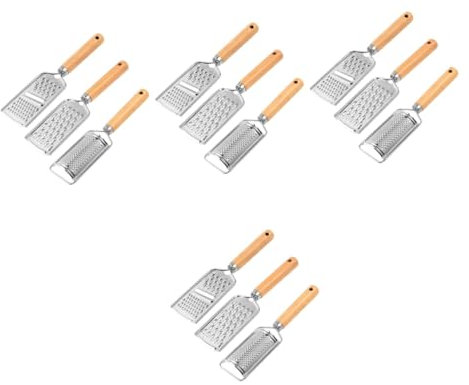 Cabilock 4 Set Di Grattugia Multifunzione Compatta Utensile Per Formaggio Affettatrice Per Verdure Da Cucina Acciaio Inossidabile Legno Per Inaugurazione Della Casa 3 Pezzi * 4