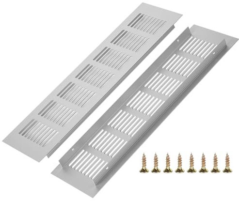 2 piezas de rejilla de ventilación de aluminio, rejilla de ventilación, parrilla de ventilación rectangular, para zapatero, baño, cocina, sala de estar 80 x 300 mm