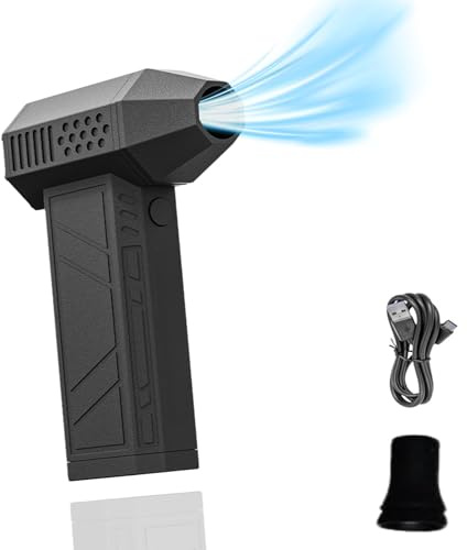 Soplador Jet Dry. Plumero de Aire Comprimido, 130000 RPM. Eléctrico de Aluminio con 4 Velocidades y Linterna LED. Soplador de Polvo Inalámbrico para Limpieza de PC, Coche.