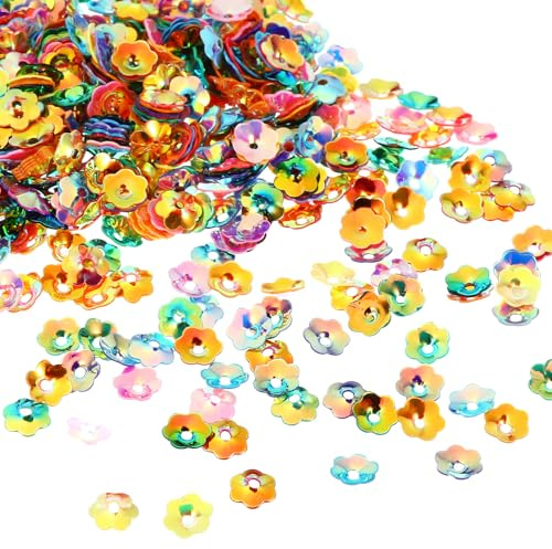 PATIKIL 30 Grammi di Paillettes e Lustrini, 2 Pezzi di Paillettes Miste per Cucito Fai da Te Arti e Mestieri, Stile 2 Colori Misti, Fiori Concavi
