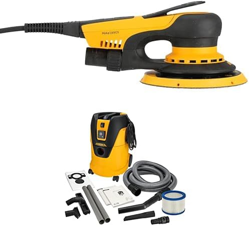 Mirka DEROS II 650 Levigatrice eccentrica con aspirazione per abrasivi a strappo Ø 150mm / orbita 5.0mm + aspirapolvere industriale Mirka Aspirapolvere a umido e a secco 25 litri