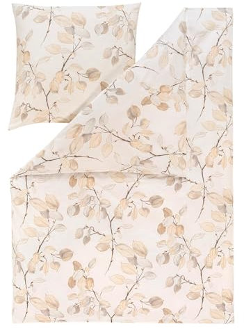 ESTELLA Feinflanell Bettwäsche Pinzolo Sand 1 Bettbezug 135 x 200 cm + 1 Kissenbezug 80 x 80 cm