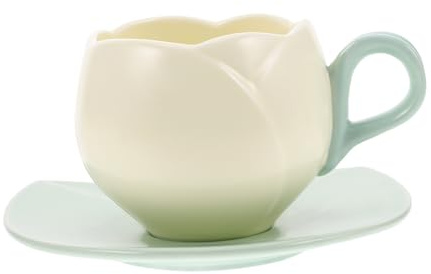 PRETYZOOM Juego De Taza y Platillo De Cerámica Tulip Taza Con Flor De Tulipán Estilo Vintage