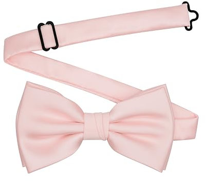 BEWDIO Verstellbare Fliege für Herren, klassische, einfarbige vorgebundene Fliegen mit Geschenkbox für Herren, Hochzeit, Party, Helles Pink, 4.72''x2.56''